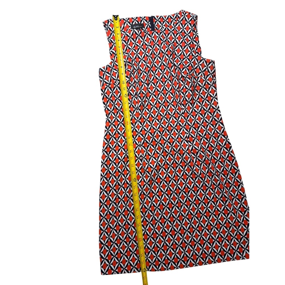 ALYX Shift Dress Women 12 Red Black Geometric Print GUC Sleeveless Retro Mod - Picture 8 of 8
